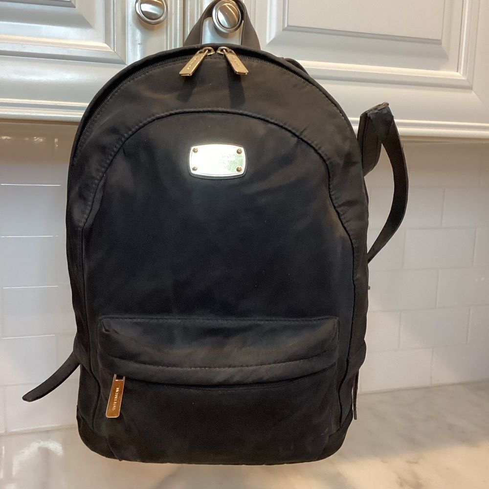 Michael Kors Backpack Jet Set Nylon Black Back Pack Purse Pocketbook Bag